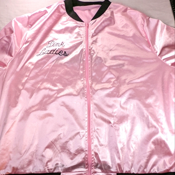 GREASE Movie/Broadway Satin Front Zip Jacket With 'Pink Ladies' On Front/Back XL - Picture 1 of 8